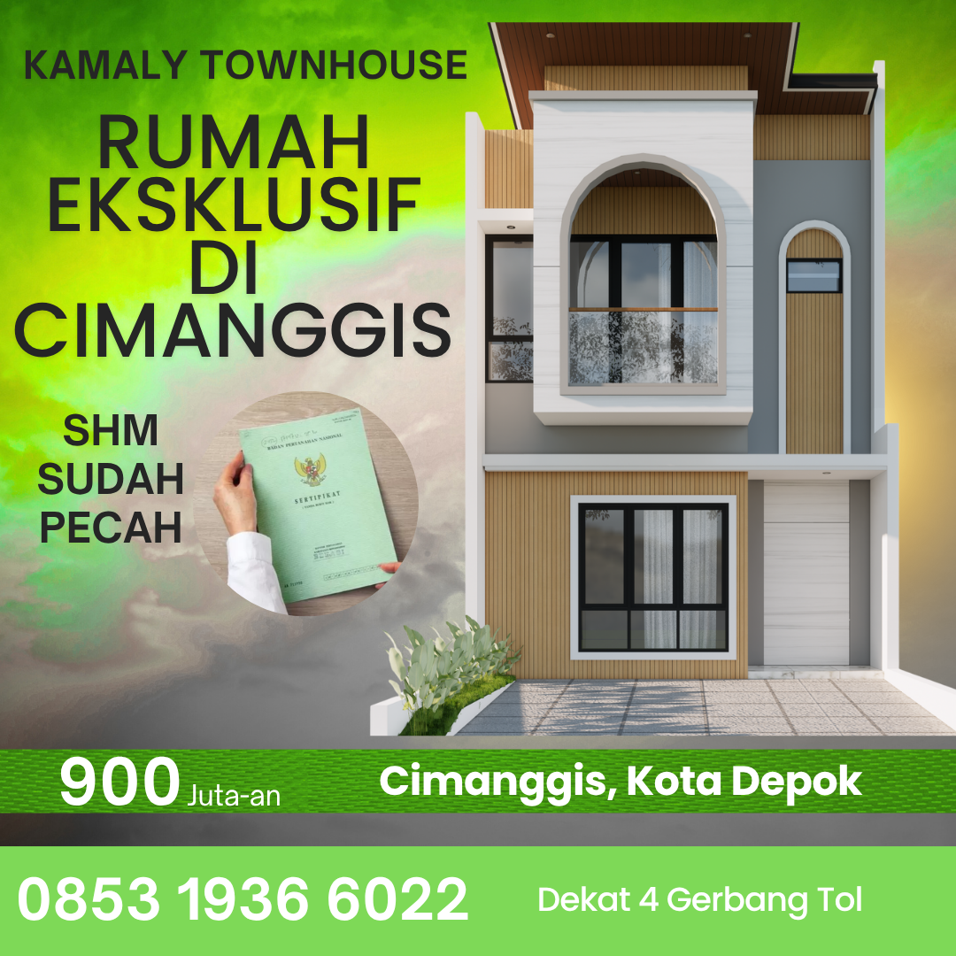 miliki rumah 900 jutaan di depok kpr syariah kamaly townhouse